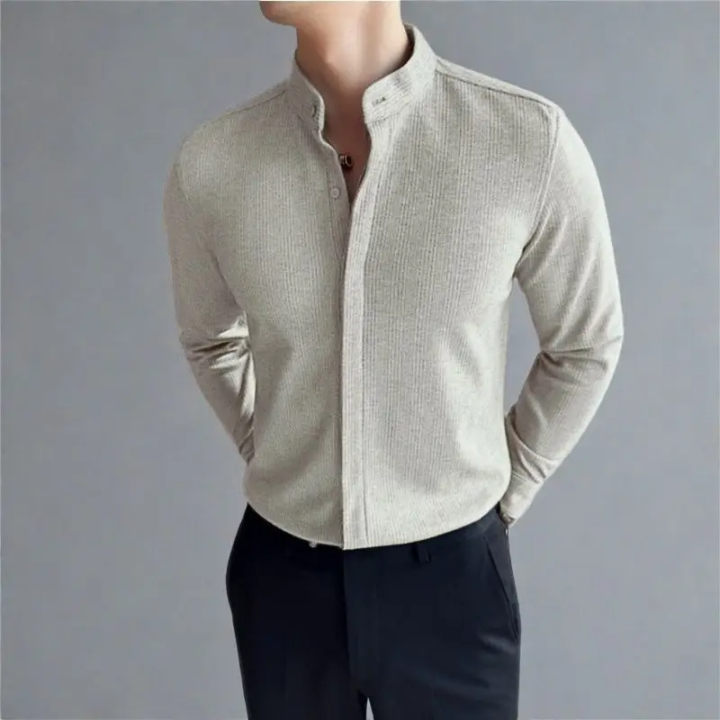 Chemise boutonnée à col mandarin