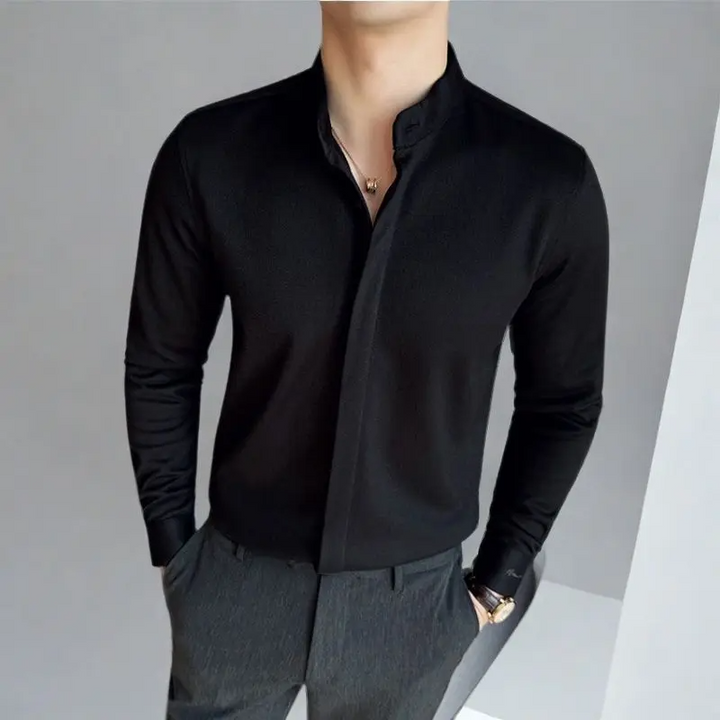 Chemise boutonnée à col mandarin