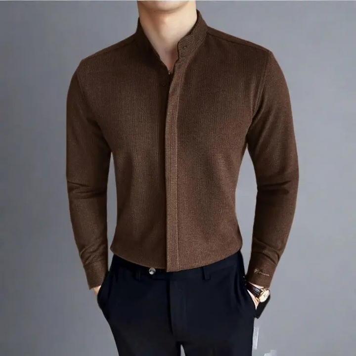 Chemise boutonnée à col mandarin