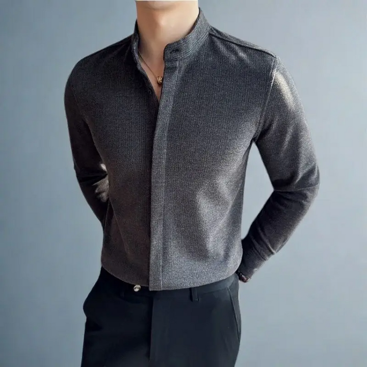 Chemise boutonnée à col mandarin