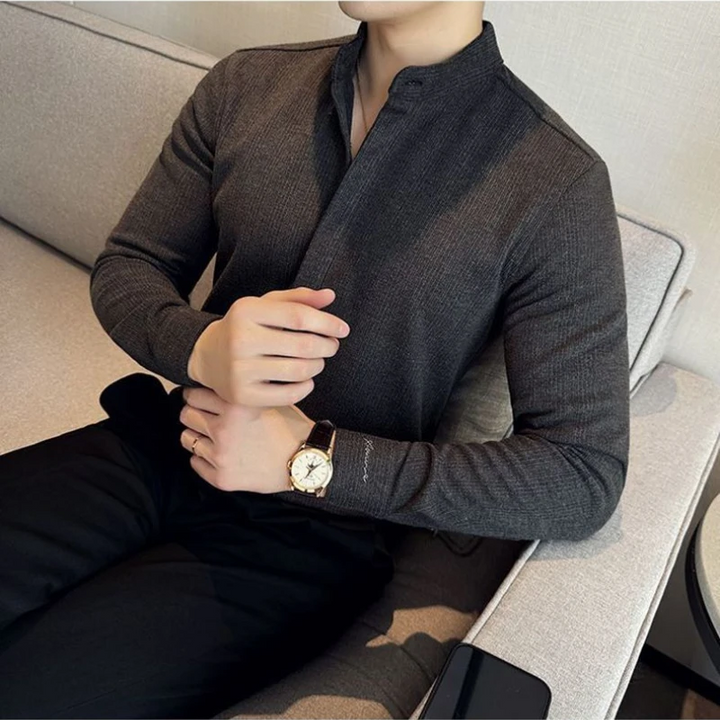 Chemise boutonnée à col mandarin