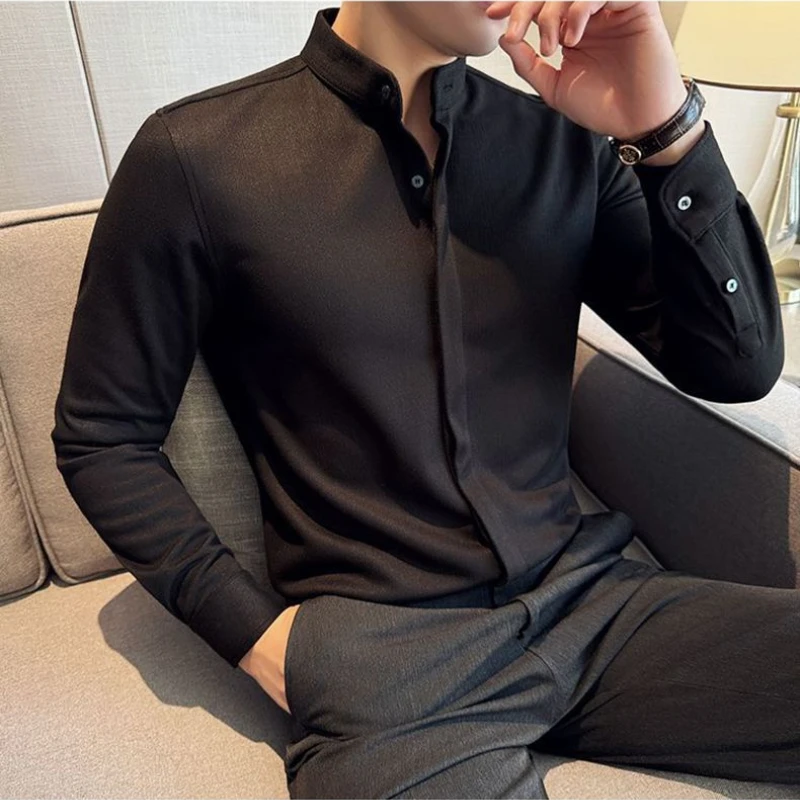 Chemise boutonnée à col mandarin