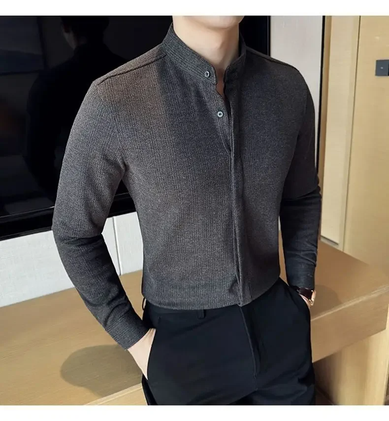 Chemise boutonnée à col mandarin