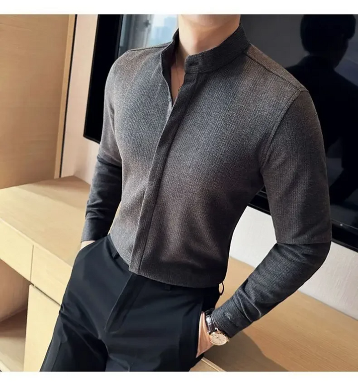 Chemise boutonnée à col mandarin