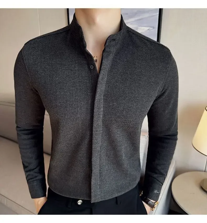 Chemise boutonnée à col mandarin