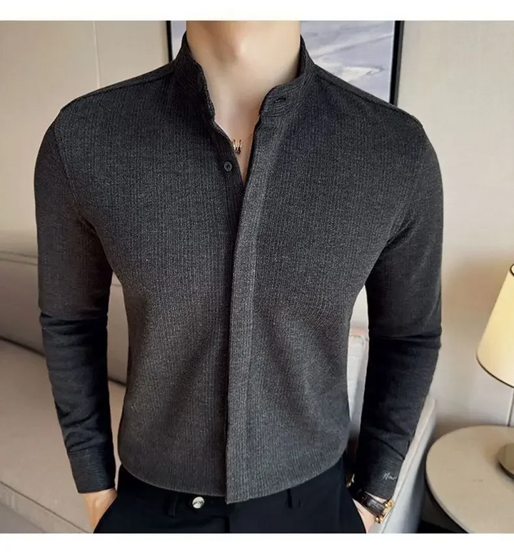 Chemise boutonnée à col mandarin