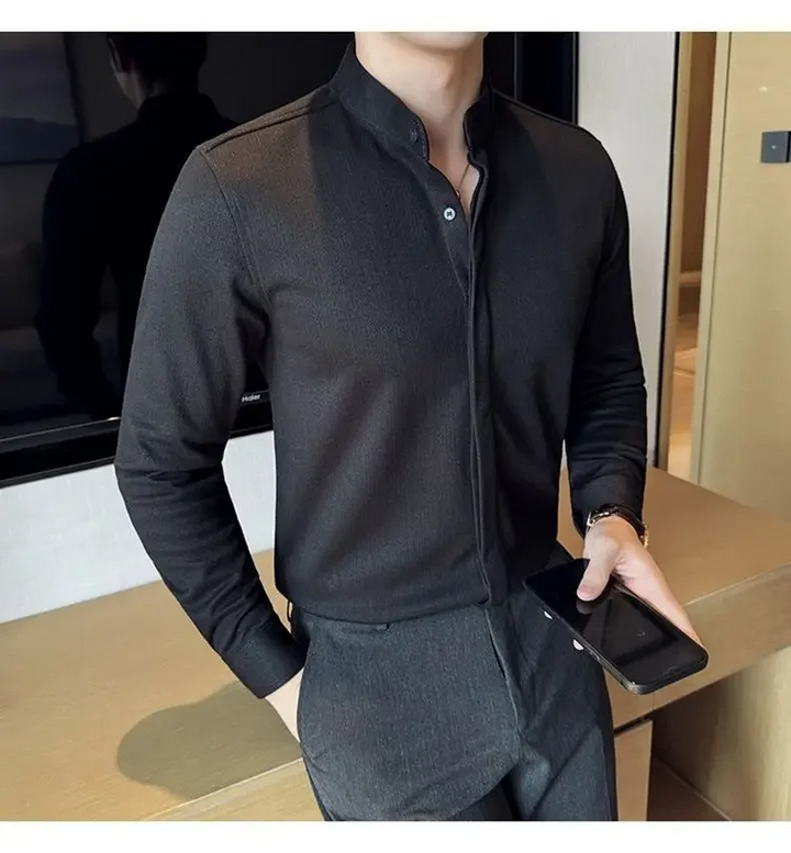 Chemise boutonnée à col mandarin