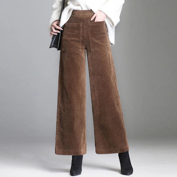 Pantalon taille haute en velours côtelé Couture