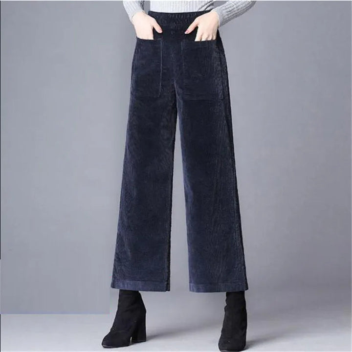 Pantalon taille haute en velours côtelé Couture