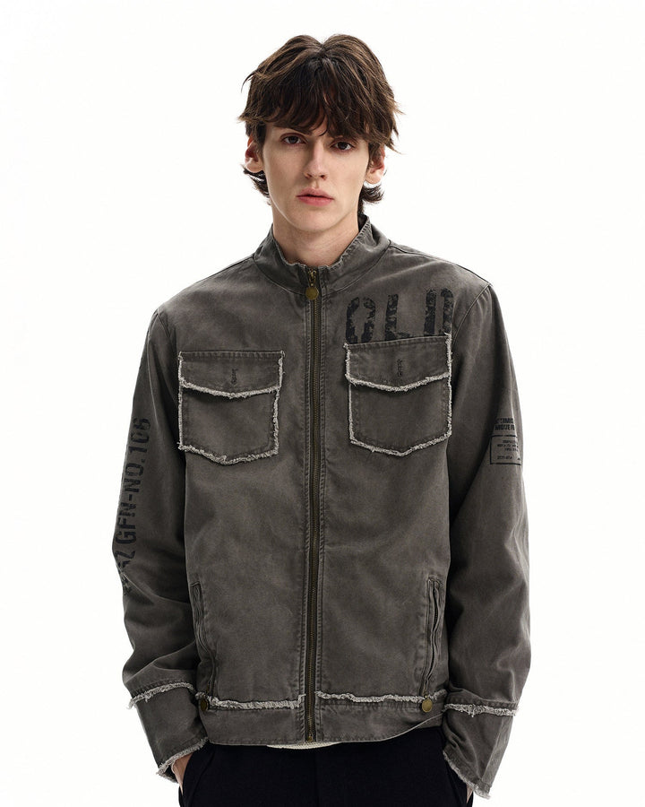 Men's Washed Cotton Zip Field Jacket