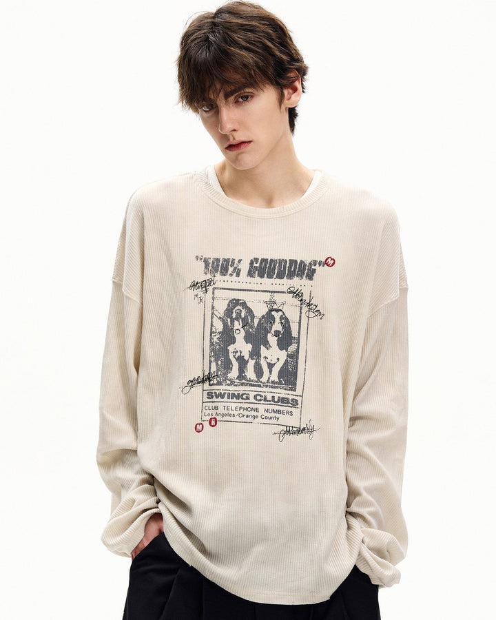Men's Waffle Knit Graphic Long Sleeve Tee