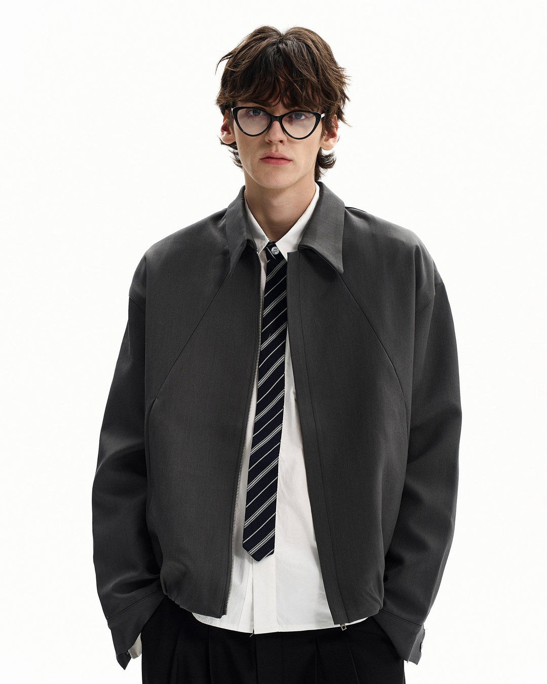 Wool Blend Zip Front Jacket