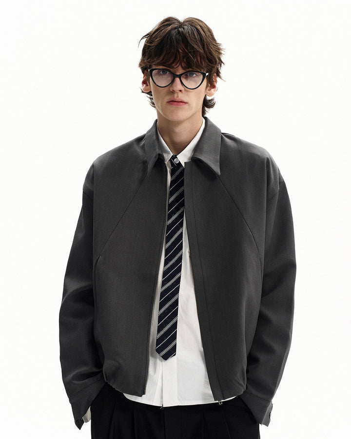 Wool Blend Zip Front Jacket