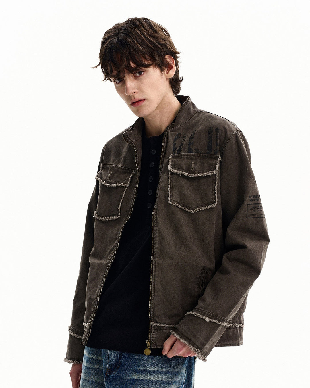 Men's Washed Cotton Zip Field Jacket