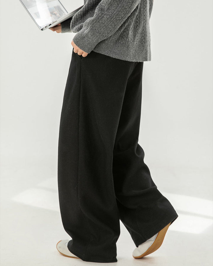 Wool Blend Wide-Leg Trousers