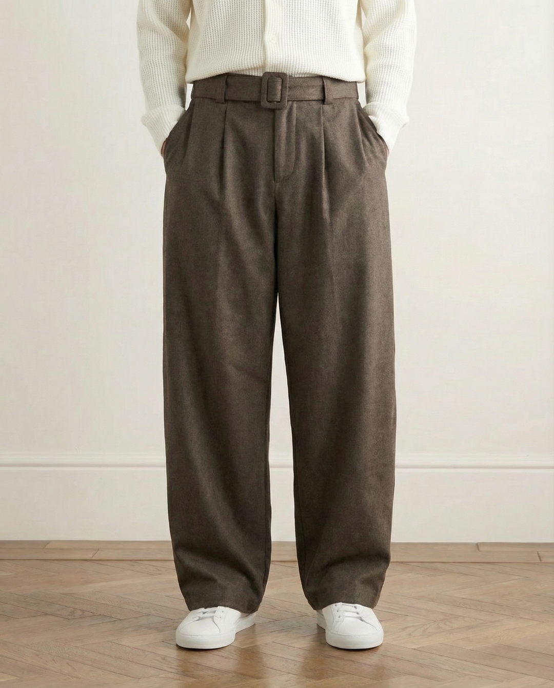 Wool-Blend Wide-Leg Trousers