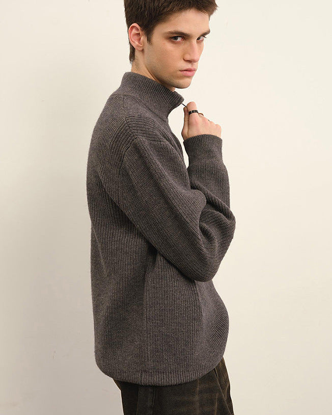 Men's Vintage Loop-Knit Half-Zip Sweater