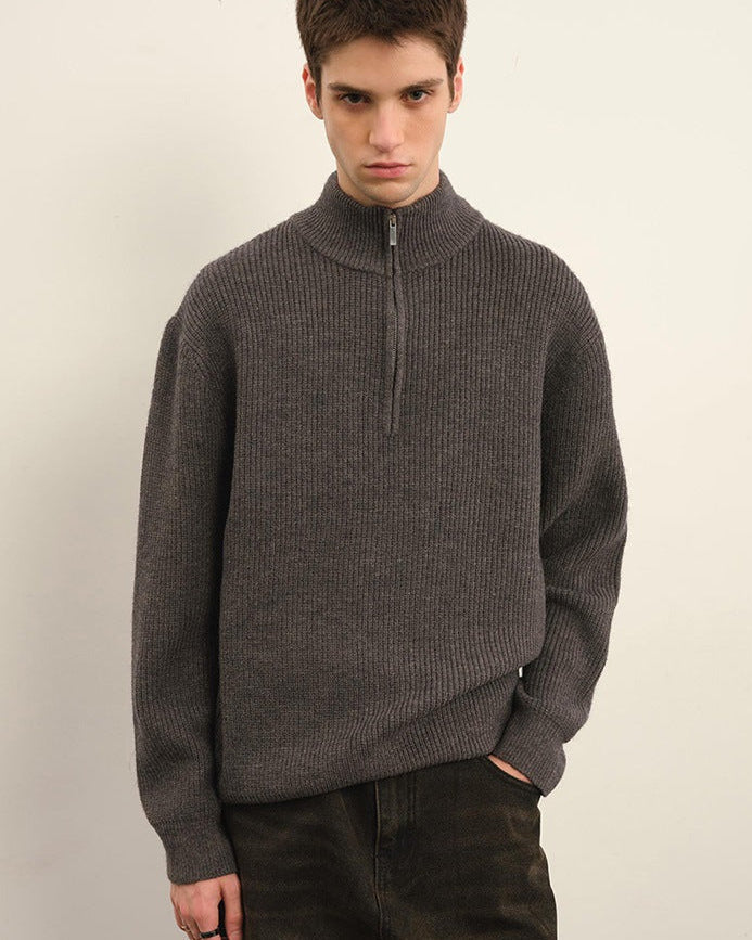 Men's Vintage Loop-Knit Half-Zip Sweater