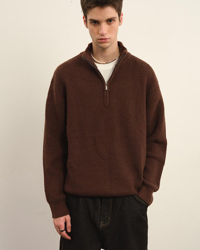 Men's Vintage Loop-Knit Half-Zip Sweater