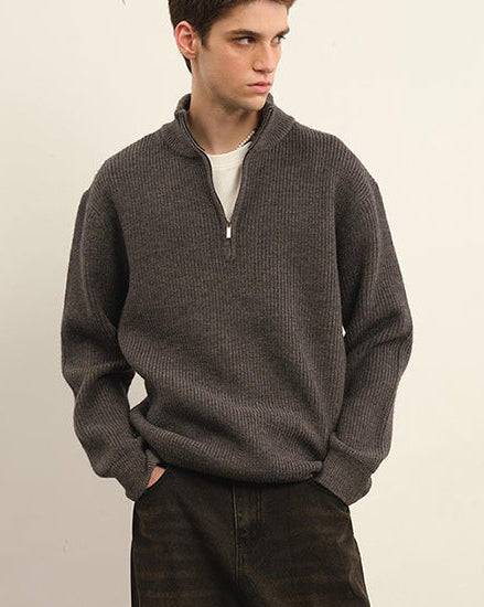 Men's Vintage Loop-Knit Half-Zip Sweater